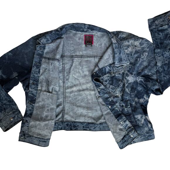 Torrid Tie Dye Womens Blue Denim Jacket Plus Size 3X 22-24 Trucker Casual Hippie - Picture 4 of 13